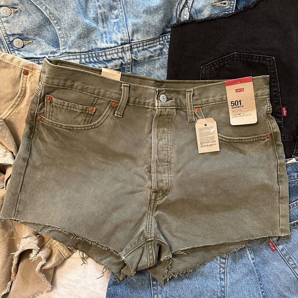 Levi's Green Distressed Jean Shorts